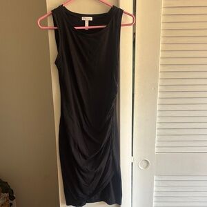 Leith Black Sleeveless Draped Midi Dress